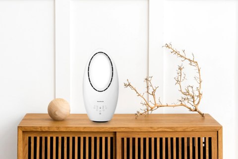 Nowoczesny Wentylator Stojący Bezłopatkowy Podłogowy 60w 3 Tryby Pracy Pilot Timer Podświetlenie Led