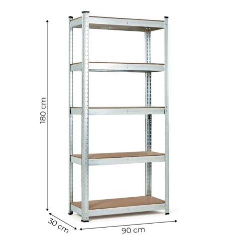 Regał Magazynowy 180x90x30 Cm Stal Galwanizowana 5 Półek 875 Kg Modernhome