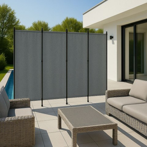 Składany Parawan Ogrodowy Pokojowy 4-Panelowy 167x216 Cm Szary Multigarden
