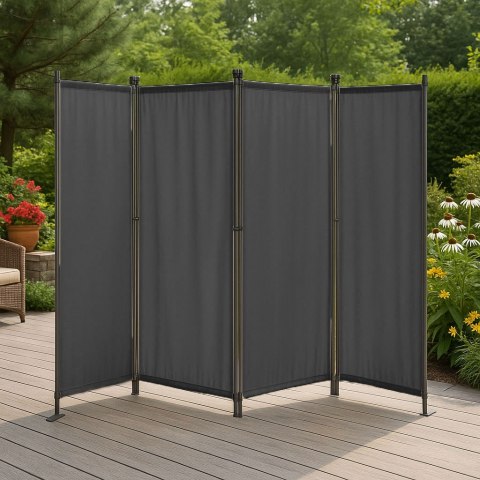 Składany Parawan Ogrodowy Pokojowy 4-Panelowy 167x216 Cm Szary Multigarden