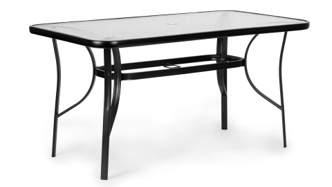 Stół Ogrodowy 160x90 Cm Szkło Hartowane Duży Blat Na Taras Ogród Otwór Na Parasol Multigarden