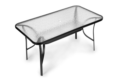 Stół Ogrodowy 160x90 Cm Szkło Hartowane Duży Blat Na Taras Ogród Otwór Na Parasol Multigarden