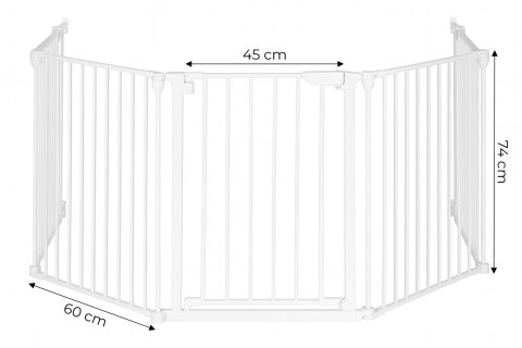 Bramka Kojec Barierka Ochronna Dla Dzieci I Zwierząt 5 Paneli 60 Cm Metal Biały Ecotoys