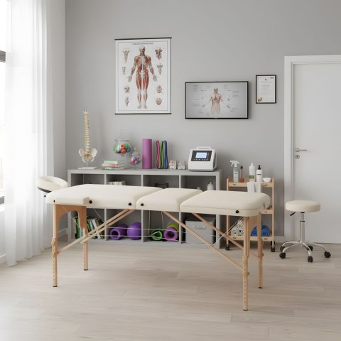 Drewniany Stół Do Masażu I Rehabilitacji 3-Segmentowy Składany W Walizkę + Torba Modernhome