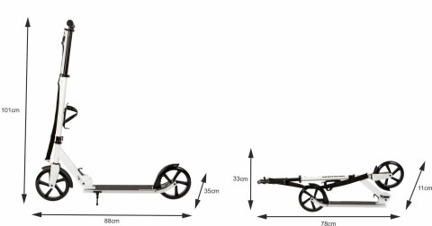 Hulajnoga Miejska Dla Dzieci I Młodzieży Składana Regulacja Wysokości 91-101 Cm Koła 200 Mm Uchwyt Na Bidon