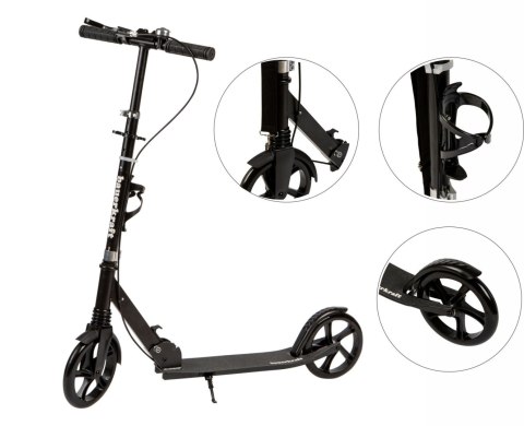 Hulajnoga Miejska Dla Dzieci I Młodzieży Składana Regulacja Wysokości 95-105 Cm Koła 200 Mm Uchwyt Na Bidon