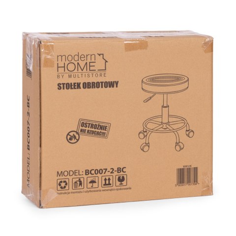 Stołek Obrotowy Taboret Kosmetyczny Medyczny Fotel Regulowany Czarny Modernhome