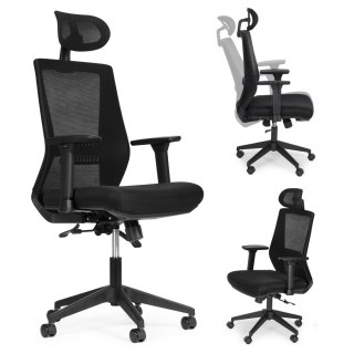 Fotel Biurowy Obrotowy Ergonomiczny Regulacja Wysokości Czarny Modernhome