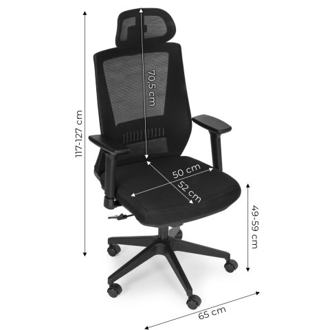 Fotel Biurowy Obrotowy Ergonomiczny Regulacja Wysokości Czarny Modernhome