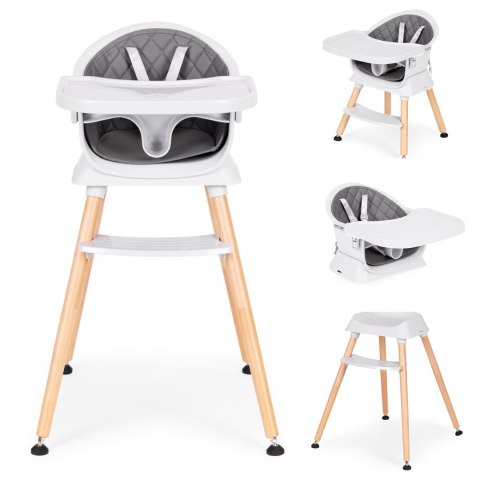 Fotelik Krzesełko Do Karmienia Dzieci 6w1 Pikowane Poszycie Tacka Szary Ecotoys