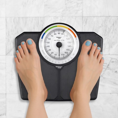 Klasyczna Waga Łazienkowa Mechaniczna Analogowa Do 180 Kg Czarna Webber Bmi