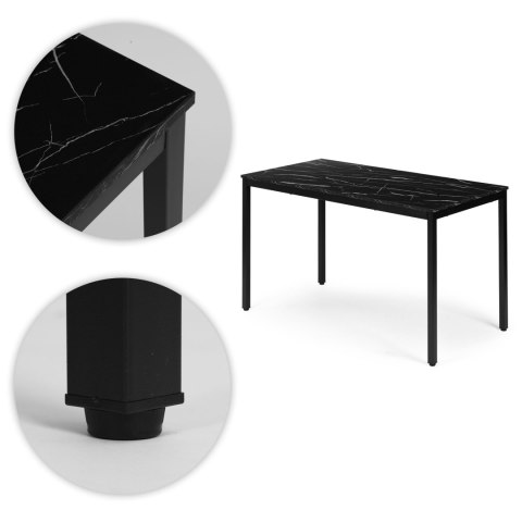 Stół Do Kuchni Jadalni Dla 4-5 Osób Biurko Komputerowe 120x60 Cm Czarny Marmur Modernhome