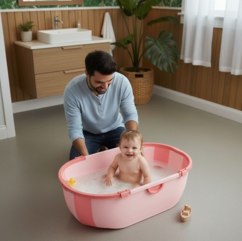 Wanienka Dla Dzieci Wanna Turystyczna Składana Odpływ Różowa Ecotoys