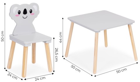 Zestaw Mebli Dla Dzieci Stolik + 2 Krzesła Koala Ecotoys