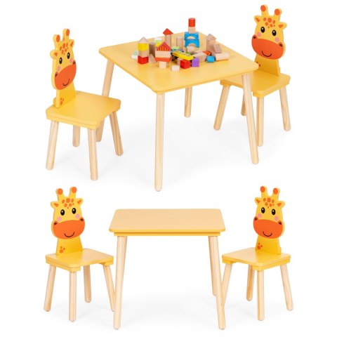 Zestaw Mebli Dla Dzieci Stolik + 2 Krzesła Żyrafa Ecotoys