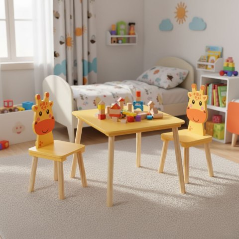 Zestaw Mebli Dla Dzieci Stolik + 2 Krzesła Żyrafa Ecotoys