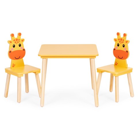 Zestaw Mebli Dla Dzieci Stolik + 2 Krzesła Żyrafa Ecotoys