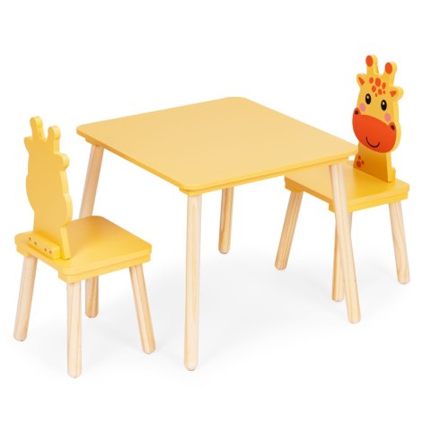 Zestaw Mebli Dla Dzieci Stolik + 2 Krzesła Żyrafa Ecotoys