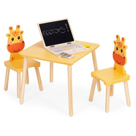 Zestaw Mebli Dla Dzieci Stolik + 2 Krzesła Żyrafa Ecotoys