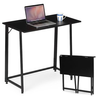 Biurko Komputerowe Składane 80x45 Cm Stolik Pod Laptopa Czarne Modernhome