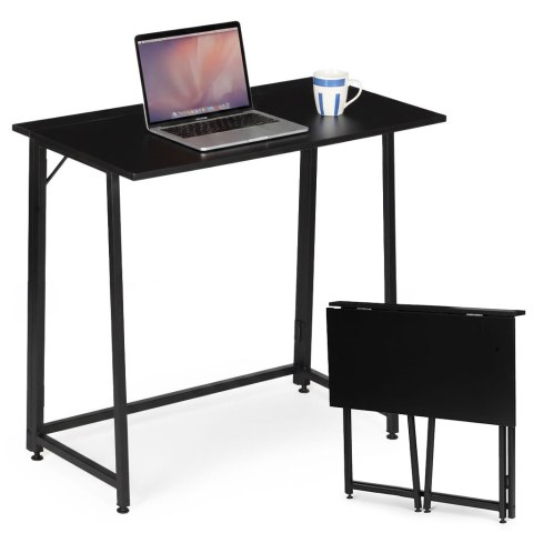 Biurko Komputerowe Składane 80x45 Cm Stolik Pod Laptopa Czarne Modernhome