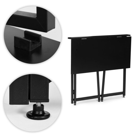 Biurko Komputerowe Składane 80x45 Cm Stolik Pod Laptopa Czarne Modernhome