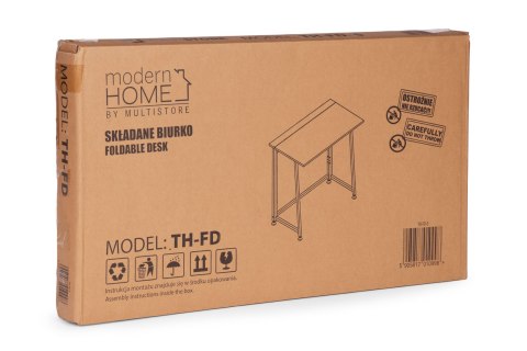 Biurko Komputerowe Składane 80x45 Cm Stolik Pod Laptopa Czarne Modernhome