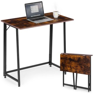Biurko Komputerowe Składane 80x45 Cm Stolik Pod Laptopa Loft Postarzany Orzech Modernhome
