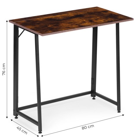 Biurko Komputerowe Składane 80x45 Cm Stolik Pod Laptopa Loft Postarzany Orzech Modernhome