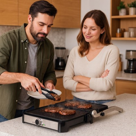 Grill Elektryczny Kontaktowy Ryflowany Opiekacz Do Panini Kanapek 2000w Kaden