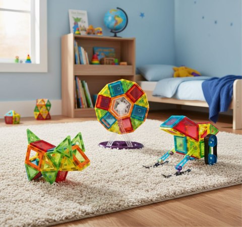 Klocki Magnetyczne Konstrukcyjne Domek Autko Karuzela 70 Elementów