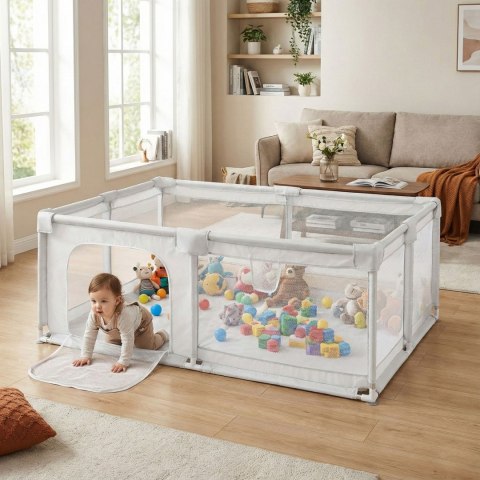 Kojec Dla Dziecka 160x200 Cm Suchy Basen Plac Zabaw Szary + Torba Ecotoys