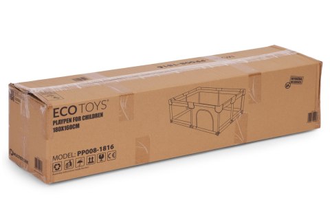 Kojec Dla Dziecka 180x160 Cm Suchy Basen Plac Zabaw Szary + Torba Ecotoys