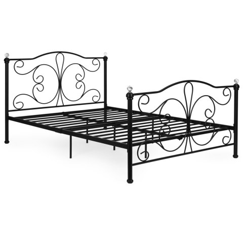 Łóżko Metalowe 140x200 Cm Ze Stelażem Czarna Rama Kryształy Modernhome