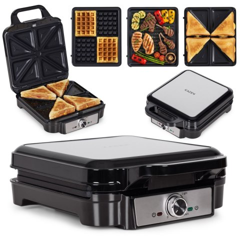 Opiekacz 3w1 Gofrownica Toster Grill Kontaktowy Ryflowany 1200w Kaden