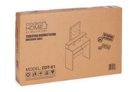 Toaletka Kosmetyczna Z Lustrem I Oświetleniem Led 3 Barwy Regulacja Jasności Modernhome