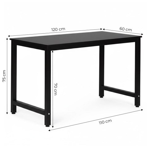 Biurko Komputerowe Szkolne Stół 120x60 Cm Czarne Modernhome