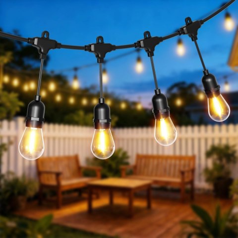Girlanda Ogrodowa Świetlna Łańcuch 20x Led 20m Lampki Ogrodowe 9w