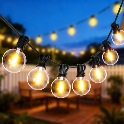 Girlanda Ogrodowa Świetlna Łańcuch 25x Led 15m 9 Trybów Lampki Ogrodowe 9w
