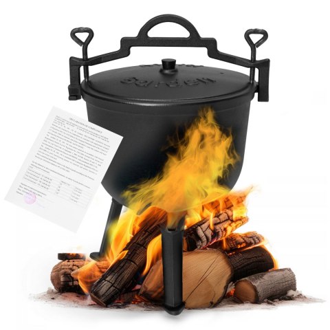 Kociołek Żeliwny Emaliowany 10l Stojący Garnek Myśliwski Ognisko Grill Multigarden