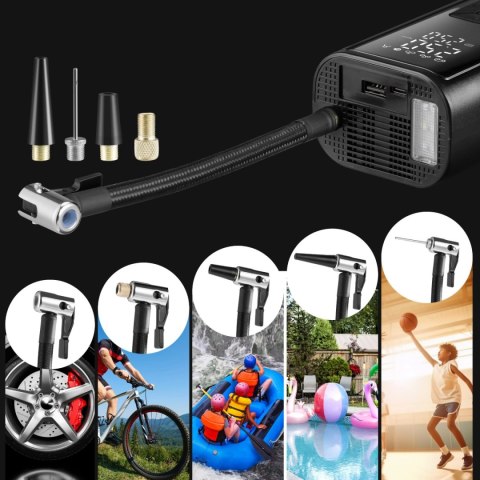 Pompka Rowerowa Elektryczna Kompresor Do Opon Powerbank 6000mah Latarka Led