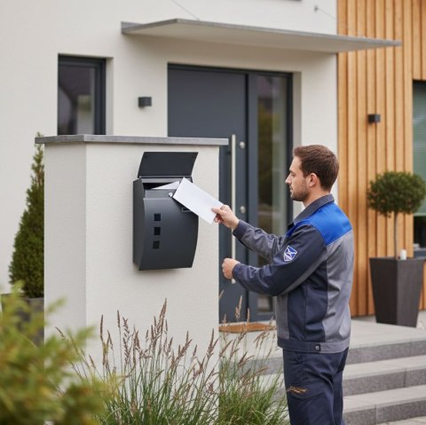 Skrzynka Na Listy Pocztowa Ścienna Stal Galwanizowana Antracyt Modernhome