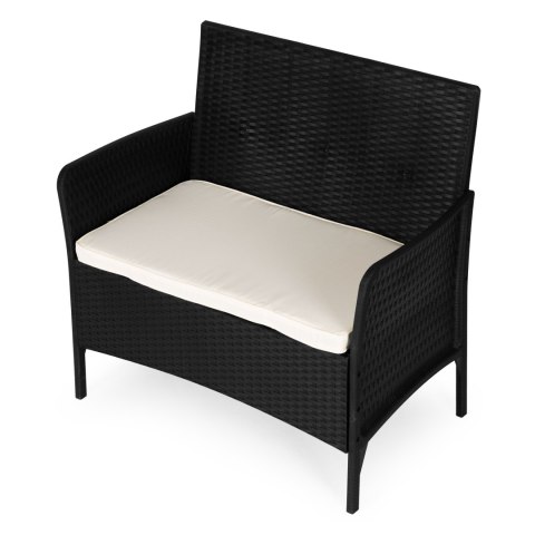 Sofa Ogrodowa Dwuosobowa Z Poduszką Ławka Na Balkon Taras Ogród Czarna Multigarden