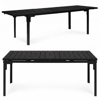 Stół Ogrodowy Rozkładany 180-240 Cm Do 12 Os. Stal Hdpe Czarny Multigarden