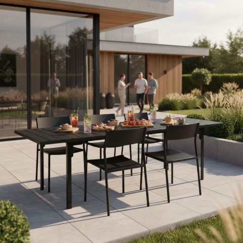 Stół Ogrodowy Rozkładany 180-240 Cm Do 12 Os. Stal Hdpe Czarny Multigarden