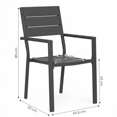 Zestaw 2 Krzeseł Ogrodowych Na Taras Balkon Stal Hdpe Szare Multigarden