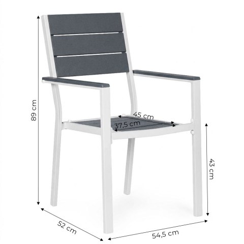 Zestaw 2 Krzeseł Ogrodowych Na Taras Balkon Stal Hdpe Szare Białe Multigarden