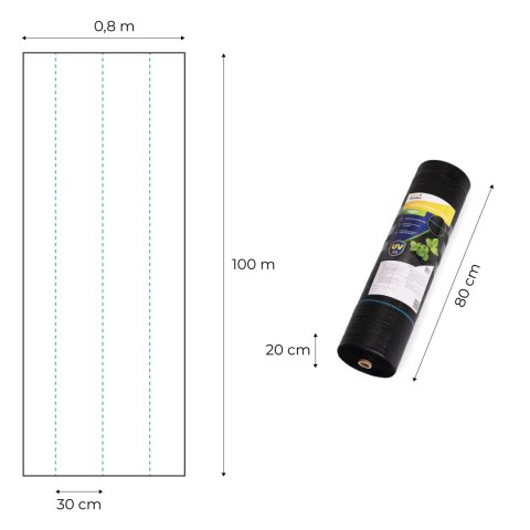 Agrowłóknina Czarna Agrotkanina Uv 135g Mata Antychwastowa 0,8x100m Kołki Mulltigarden