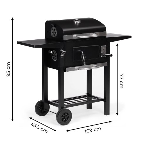 Grill Węglowy Ogrodowy Z Pokrywą Regulacja Rusztu Termometr Popielnik Multigarden