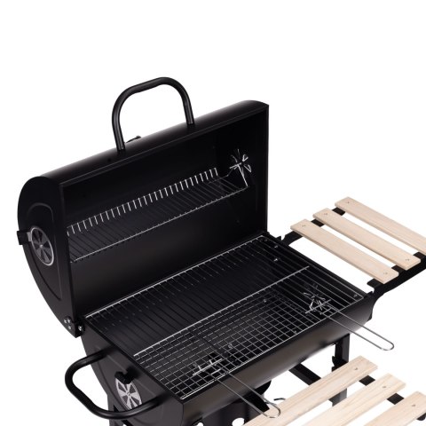 Grill Węglowy Ogrodowy Z Pokrywą Termometr Popielnik Drewniane Półki Multigarden